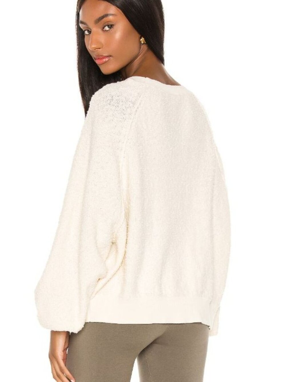 Free People Sweater Small Found My Friend Pullover Cream Textured Knit Cozy - Picture 2 of 11